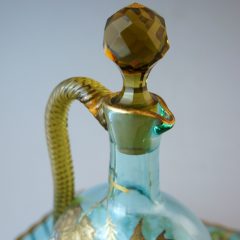 オールドバカラ「ジャポニズム 金彩装飾 青色ガラス リキュールセット