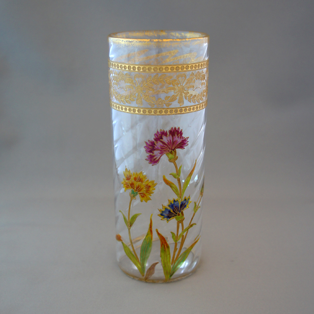 オールドバカラ「花文様円柱型花器」《アンティックかとう》