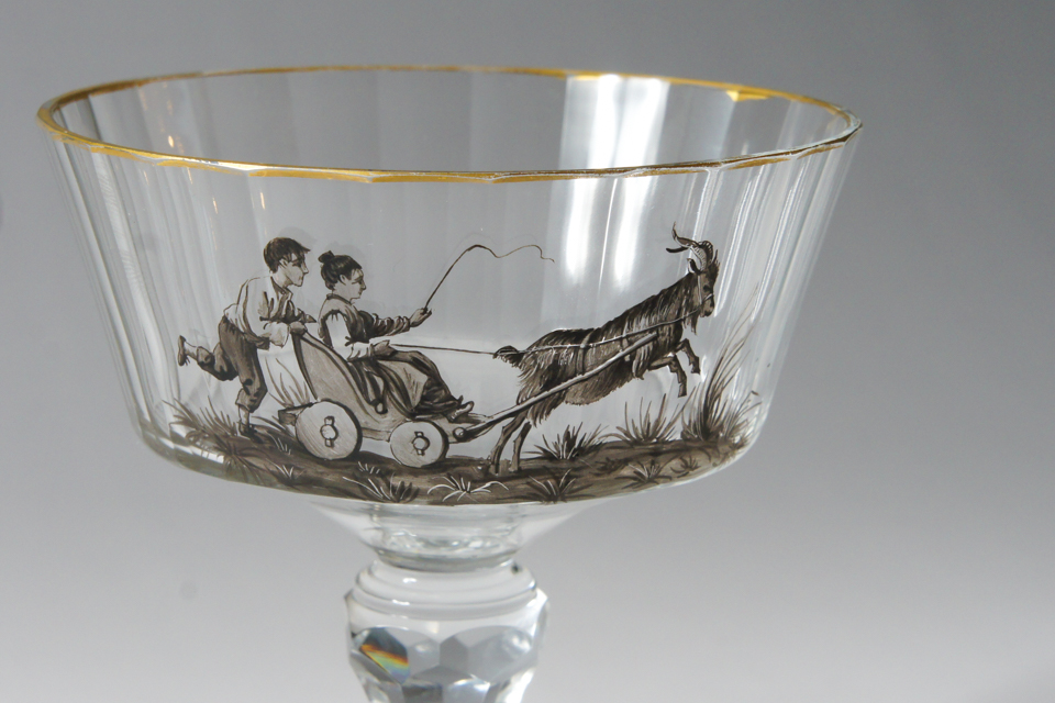 ドーム兄弟「Damon × Daum 山羊と戯れる二人の人物像クープグラス