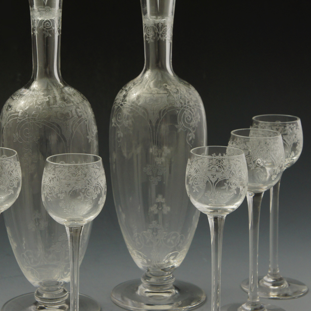 オールドバカラ「“TREFLE” リキュールセット（ボトル2本&グラス6客