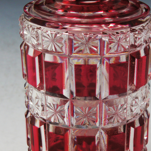 オールド・バカラ 1880年 珍品 サーペンティン 琥珀色ガラス蓋物 小物