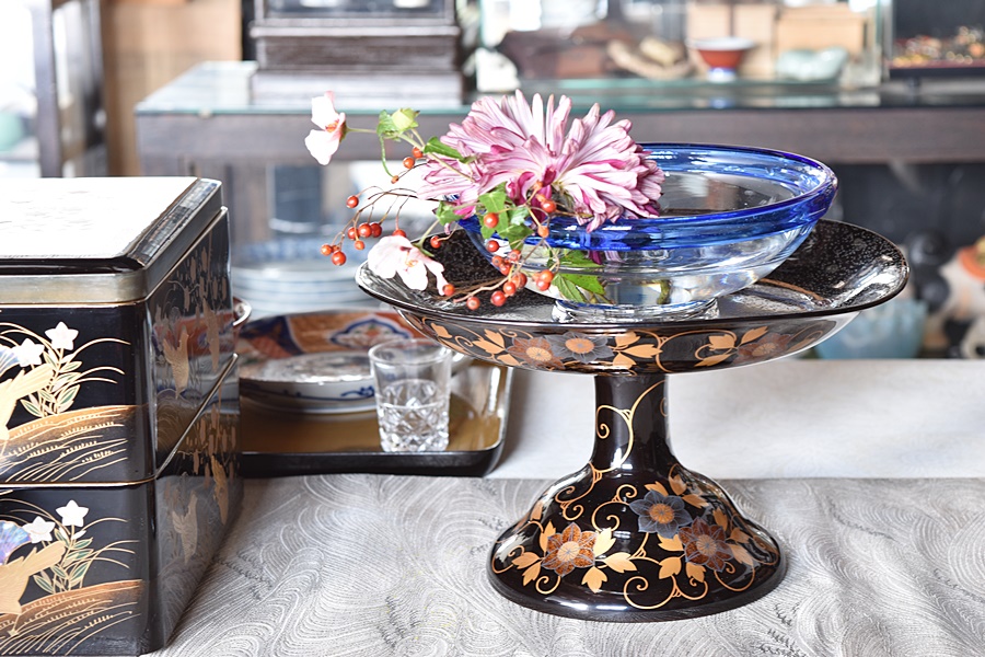 鉄線唐草蒔絵高月 - 生活骨董と古布のアンティークショップ antique TANTRA