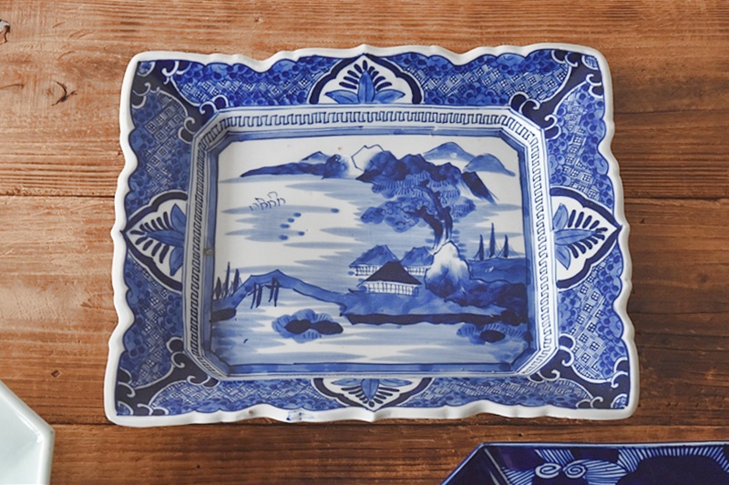 伊万里 古伊万里 染付 ベロ藍 花の図 蝶の図 【公式通販】