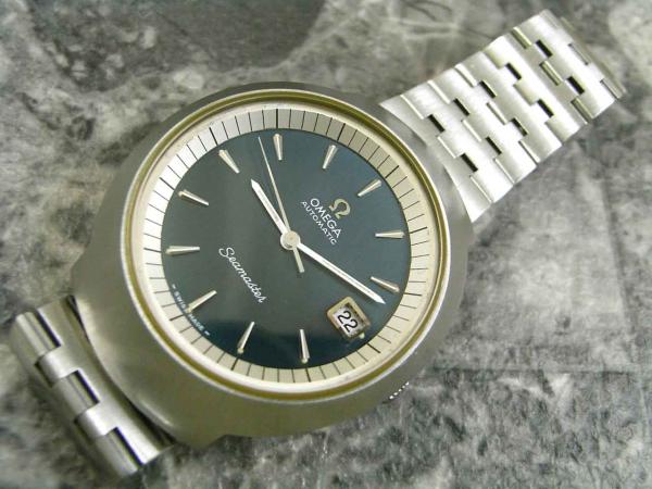 オメガ・OMEGA シーマスター ブルー文字盤 デカ厚ケース アンティーク
