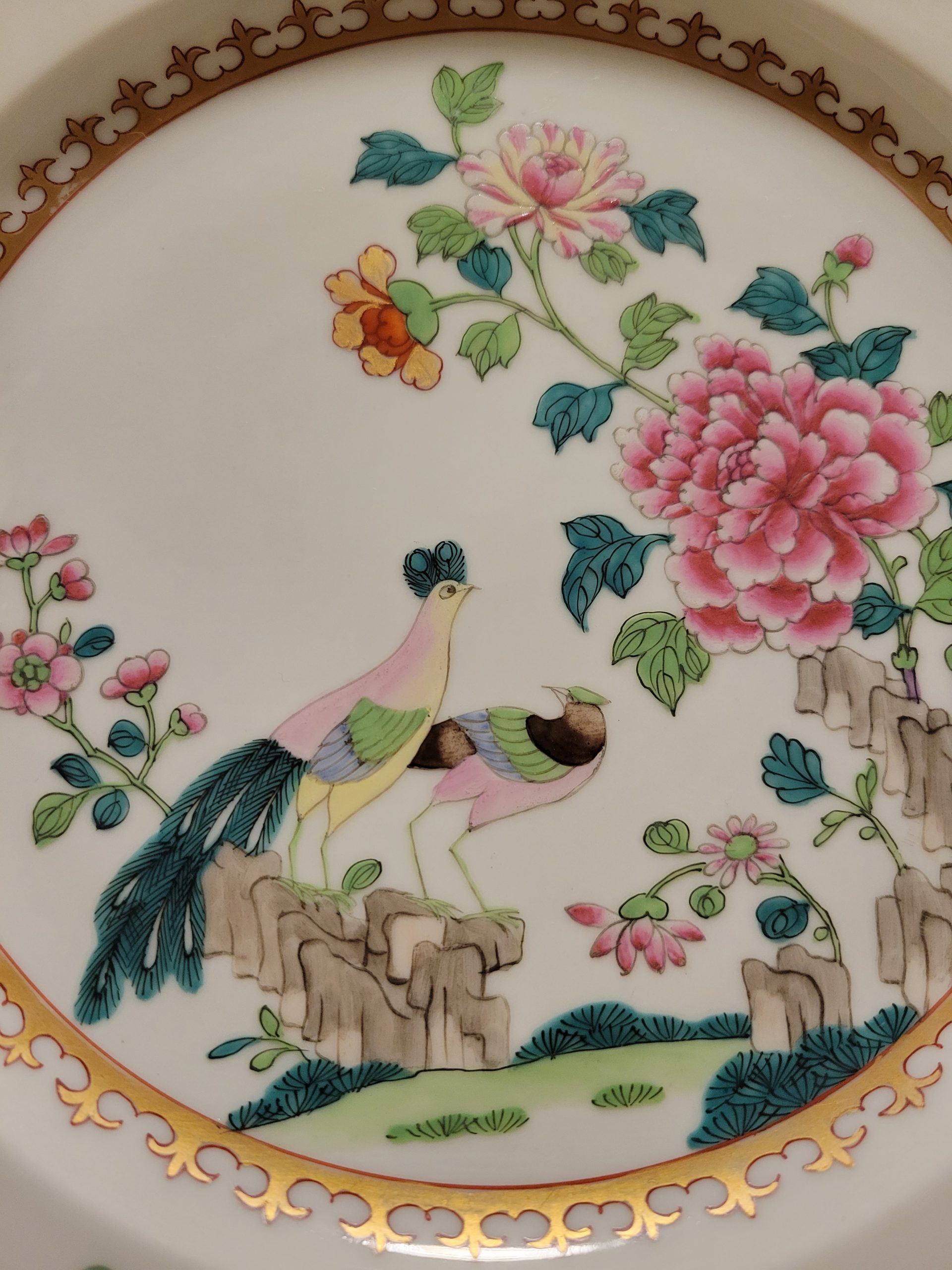 中国古美術品 清の乾隆時代 青花粉彩人物皿 本物保証 22cm 中国古美術