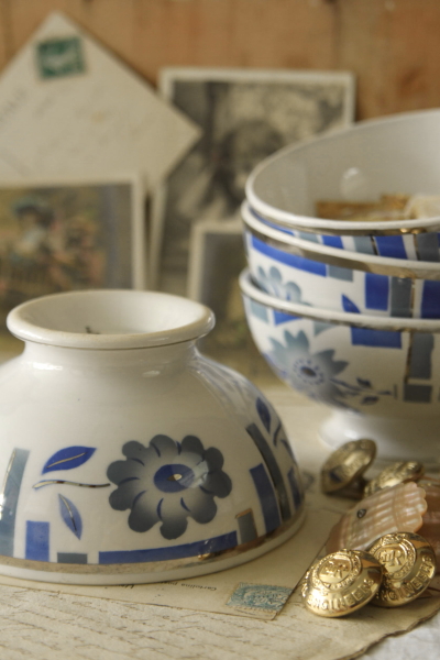 アンティークサルグミンヌ SARREGUEMINES カフェオレボウル 花柄