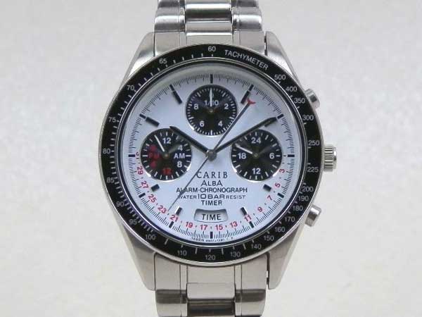 JA-0329| セイコー ALBA CARIB アラーム 1/10秒クロノグラフ デュアル