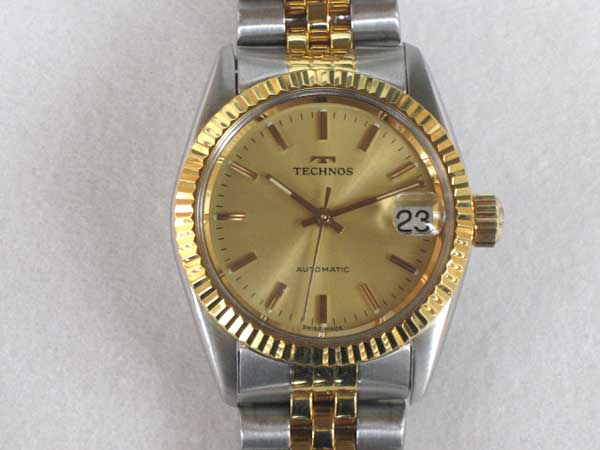テクノス コンビ レディース 美品 オートマチック スイス製 自動巻き