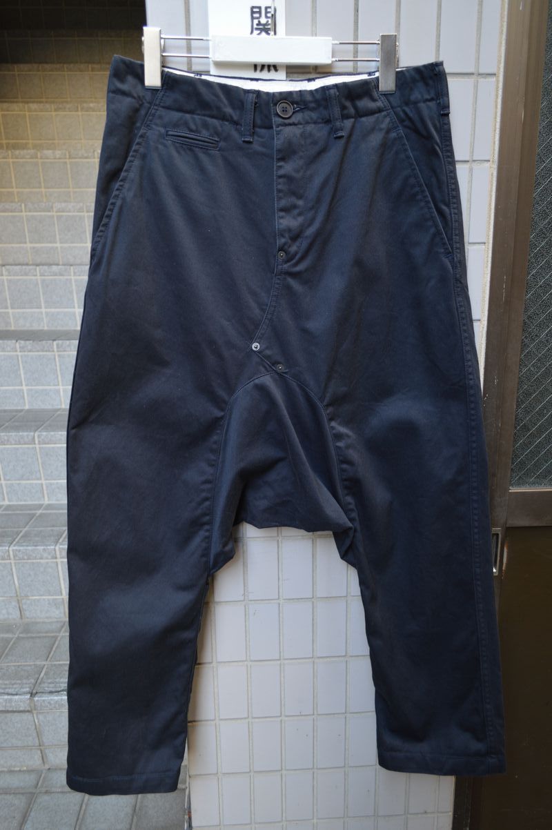 USED】GANRYU(ガンリュウ)ダークネイビーコットン地サルエルパンツ