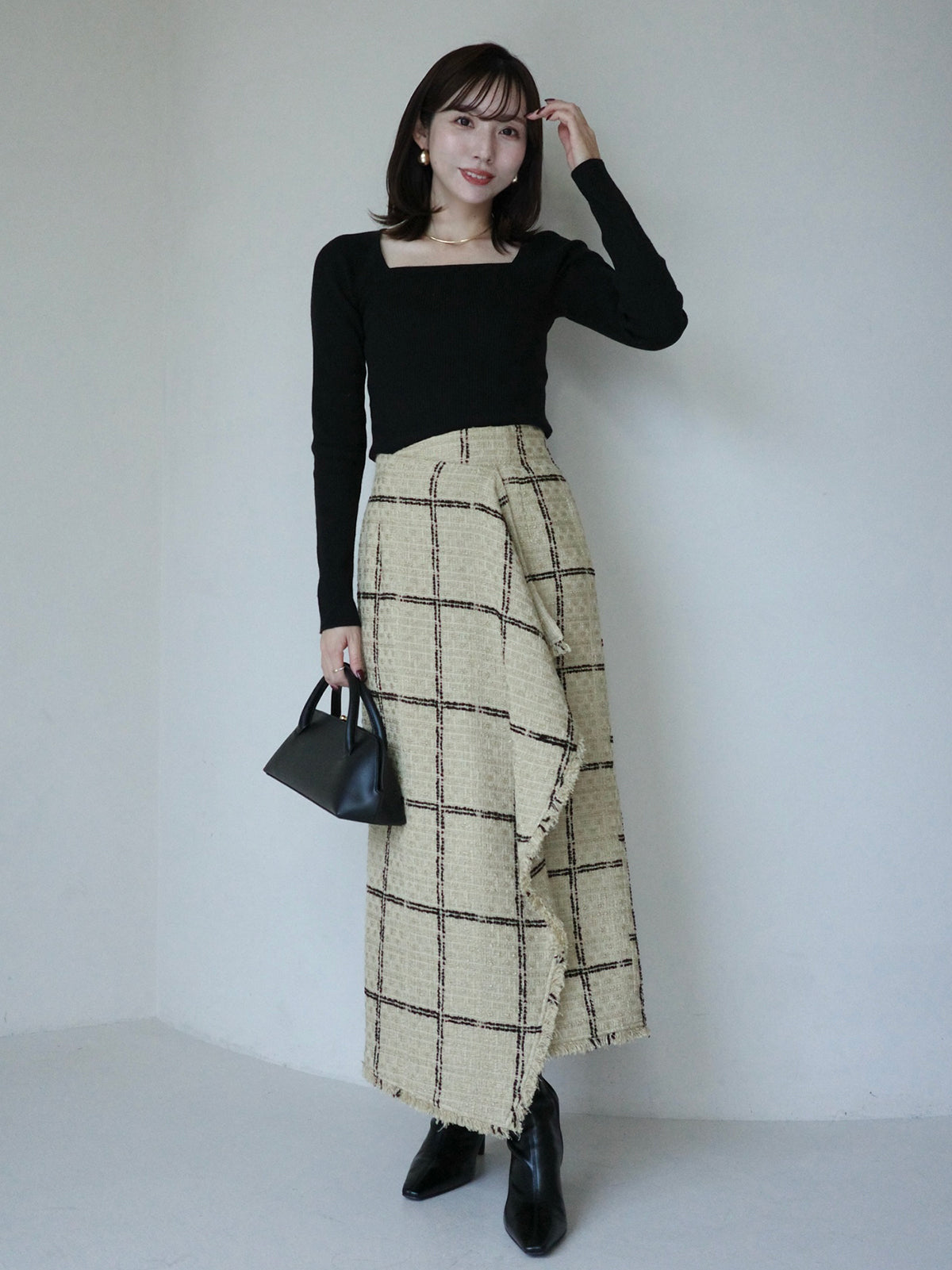 ツイードラップスカート