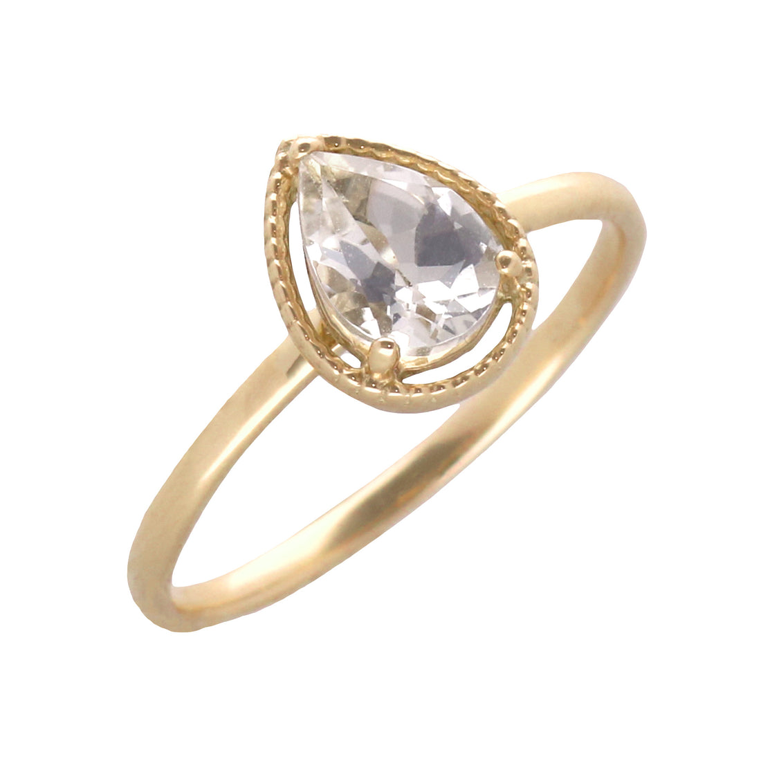 K10 ホワイトトパーズ ペアシェイプ ミル リング – anybelle