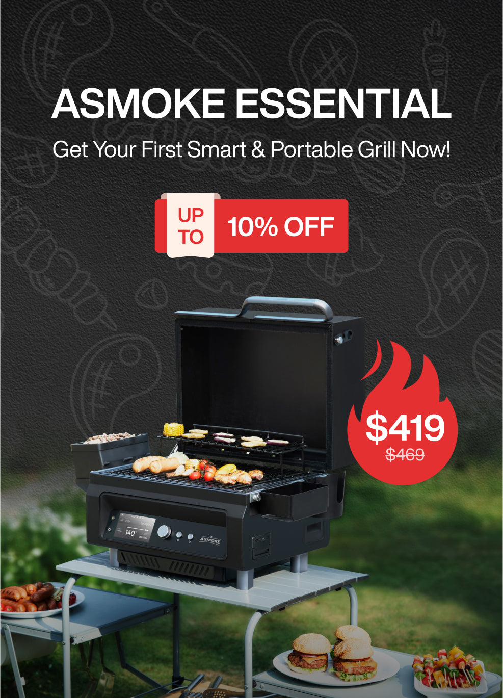 ASMOKE グリル ポータブル スモーク 4-6人用 燻製 直火焼き Amazon.co