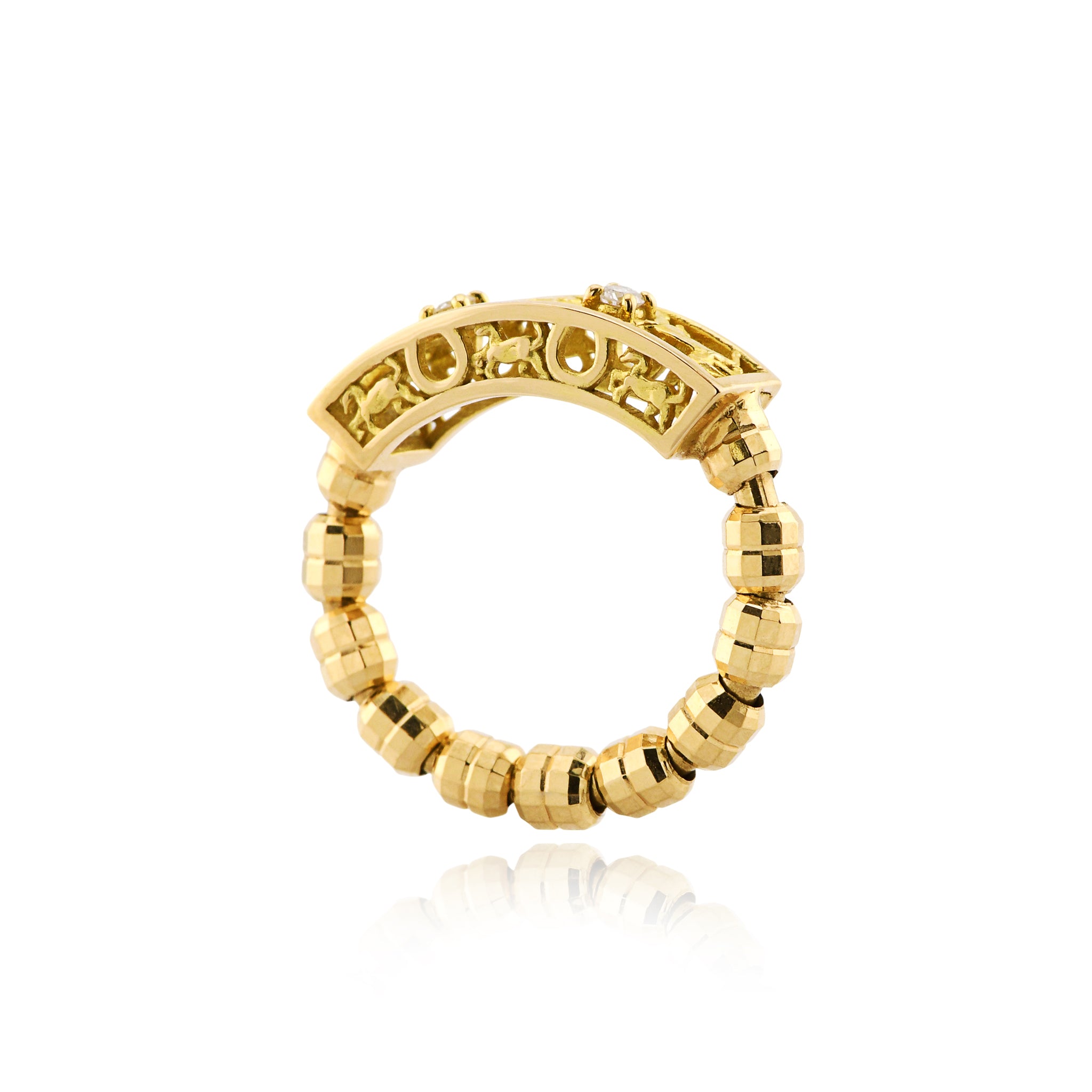 馬九行久(うまくいく) リング ダイヤモンド 計0.04ct K18YG / K18PG