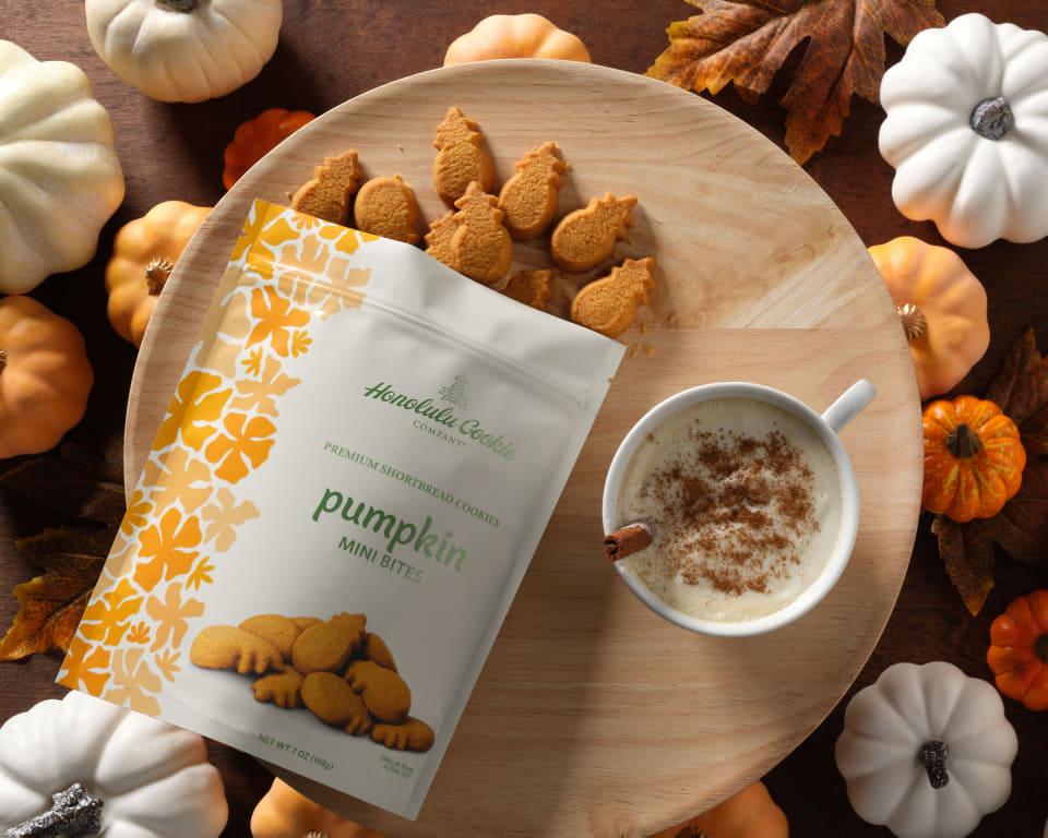 ホノルルクッキー、秋限定「パンプキン」。ホワイトチョコがけ