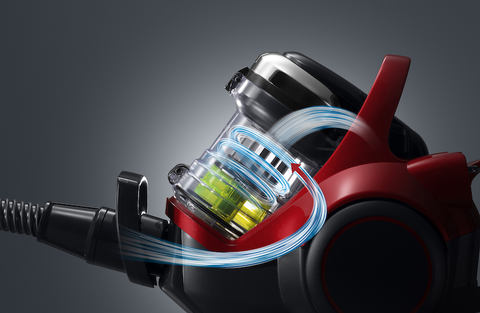 日立、「ラクかるホース」で腕や肩への負担を軽減したサイクロン式