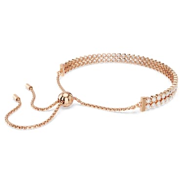 Matrix Tennis bracelet, Round cut, White, Rose gold-tone plated