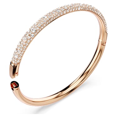 Sublima bangle, Snow pavé, White, Rose gold-tone plated | Swarovski