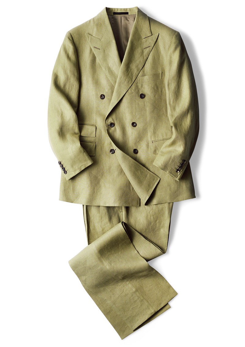 美品】ヨシエイナバ 40 茶系 リネン100% スーツ 美品】ヨシエイナバ 40