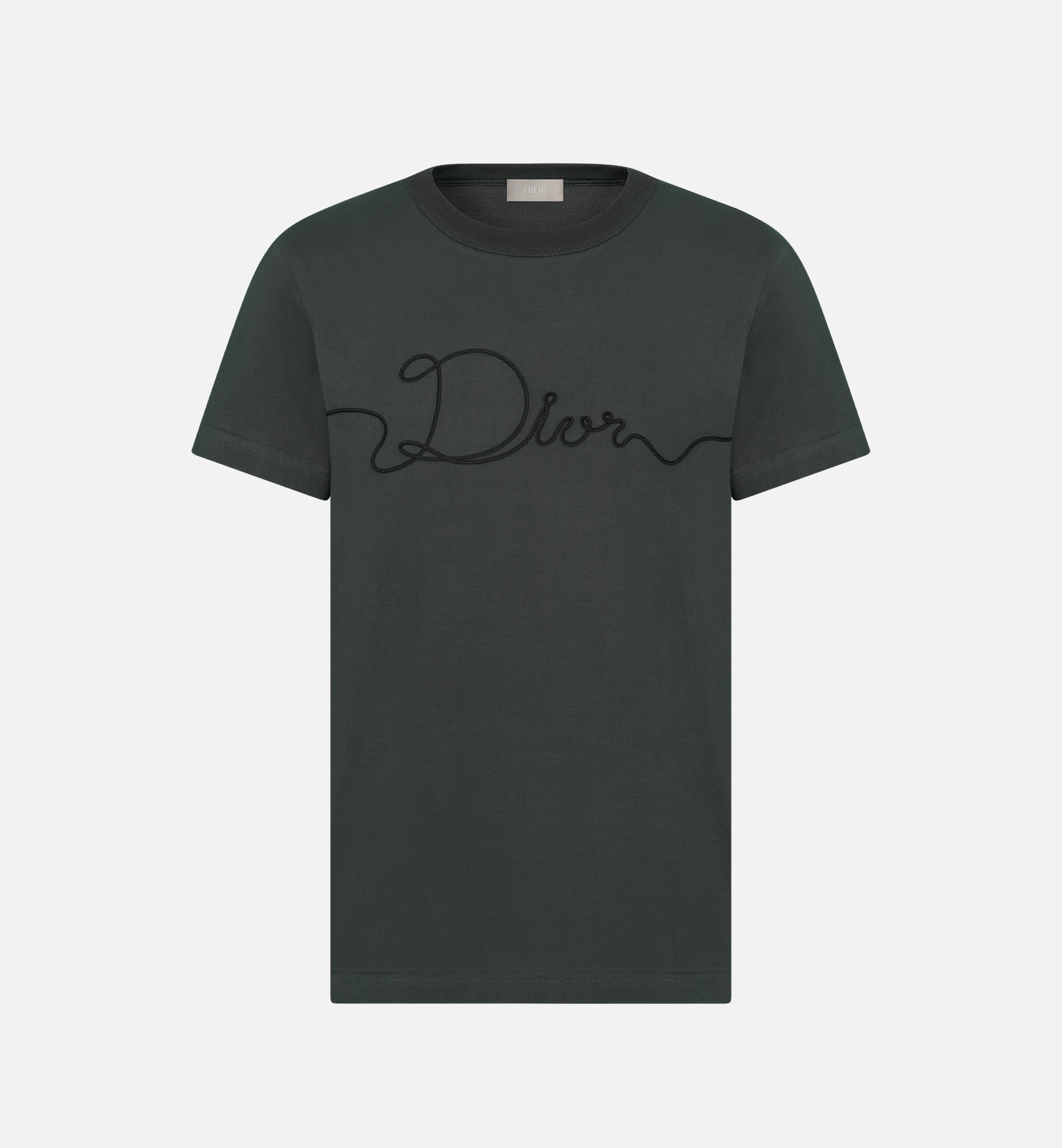 Dior Ribbon T-Shirt, Regular Fit Deep Gray Cotton Jersey | DIOR