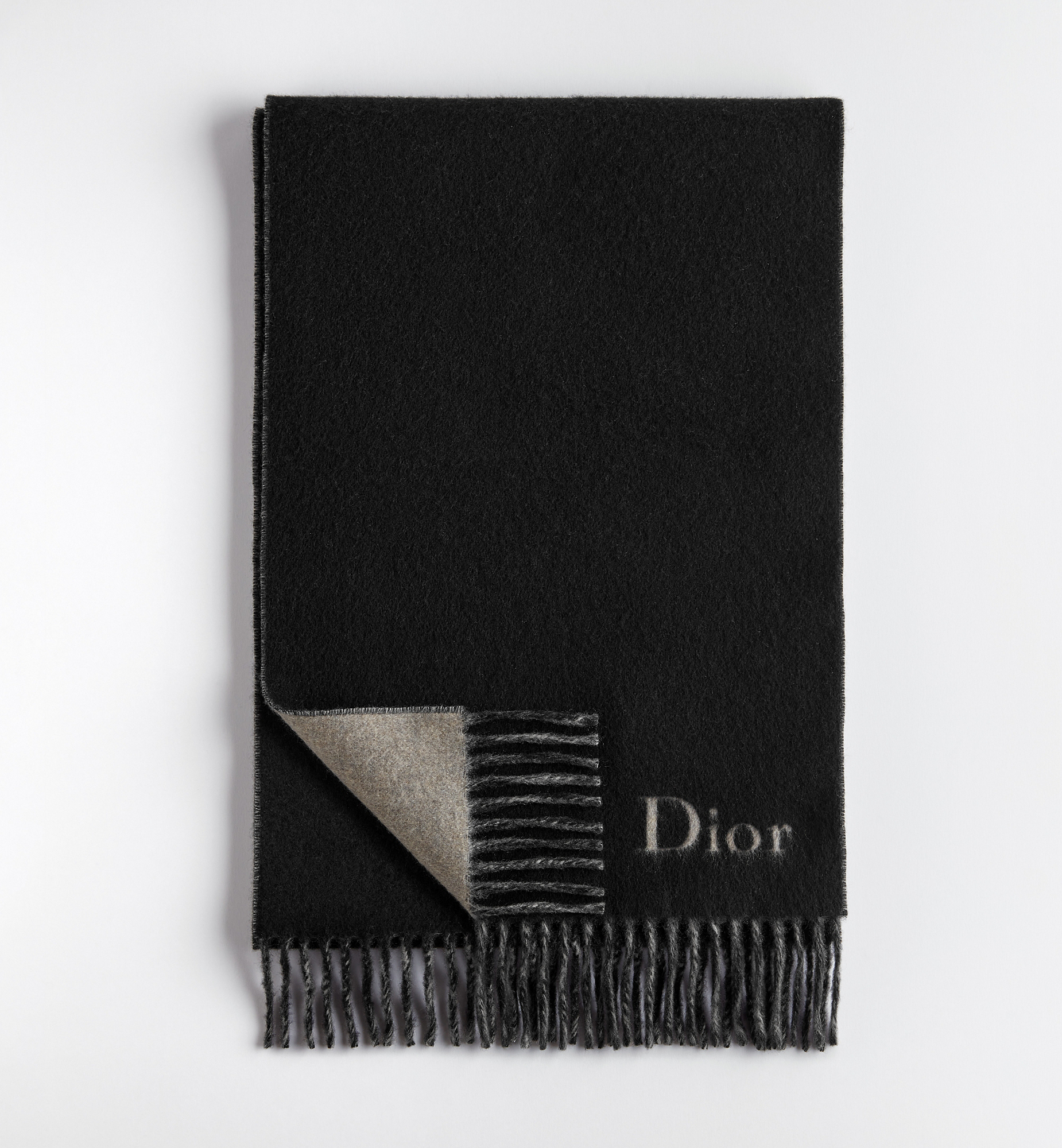 Dior Double-Faced Scarf Black and Gray Wool and Cashmere | DIOR