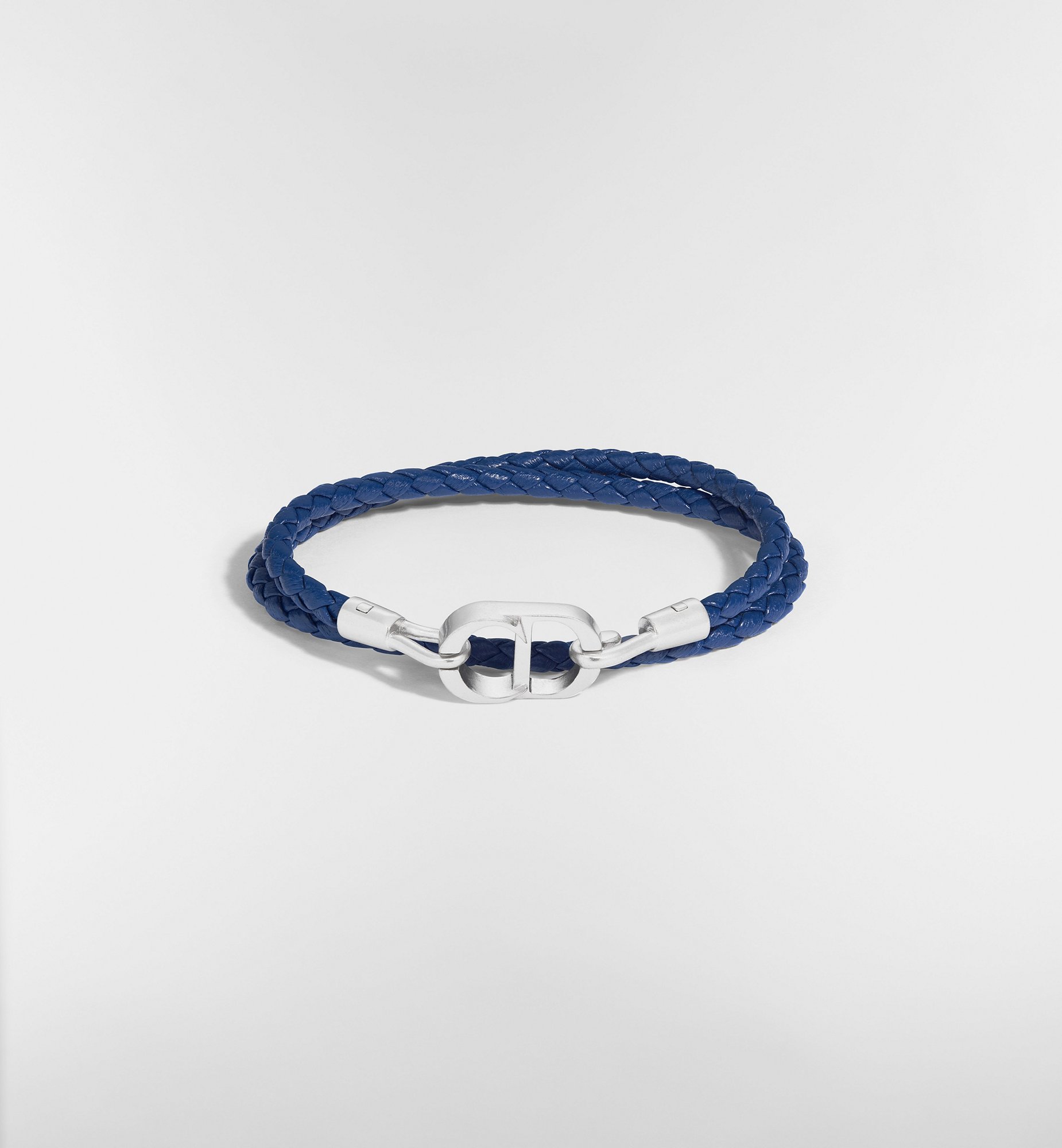 CD Icon Braided Leather Double Bracelet Black Lambskin and