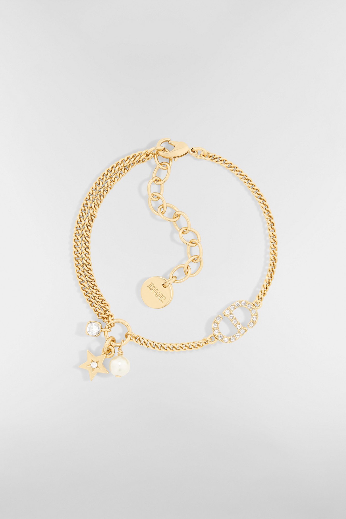 CD Navy Bracelet Gold-Finish Metal and White Resin Pearl | DIOR