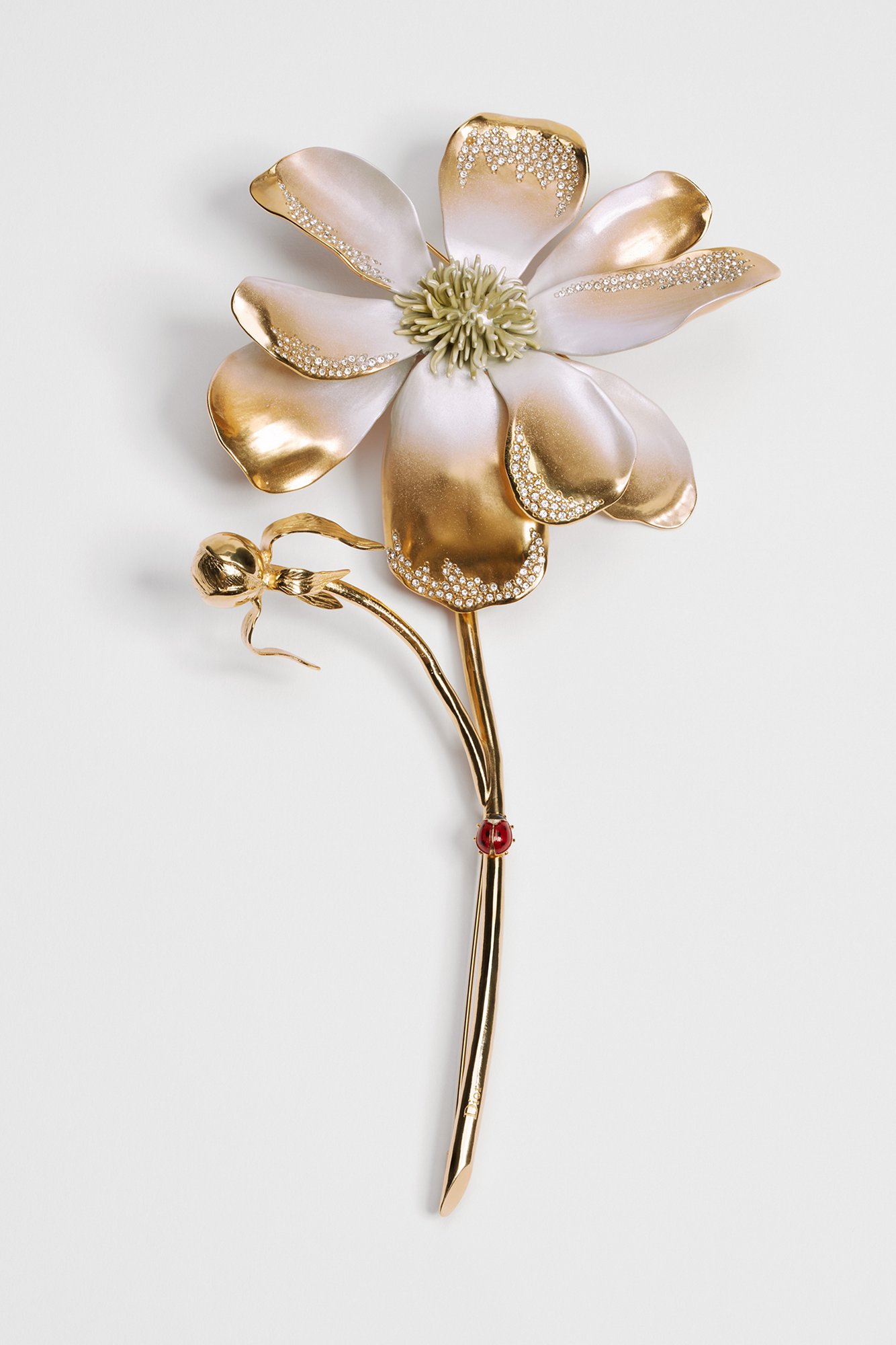 Dior en Fleurs Brooch Silver-Finish Metal, Multicolor Crystals and