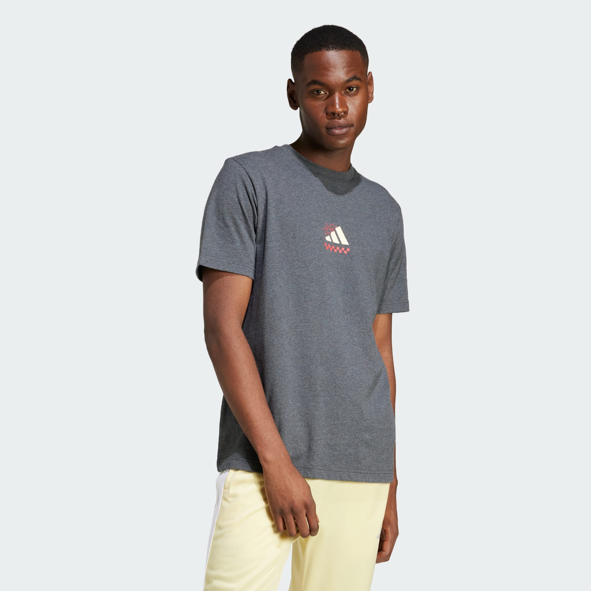 アディダス ラウンジ ピザグラフィック 半袖Tシャツ - グレー