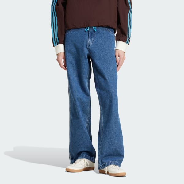adidas Adicolor Denim Firebird Pants - Blue | Free Shipping with