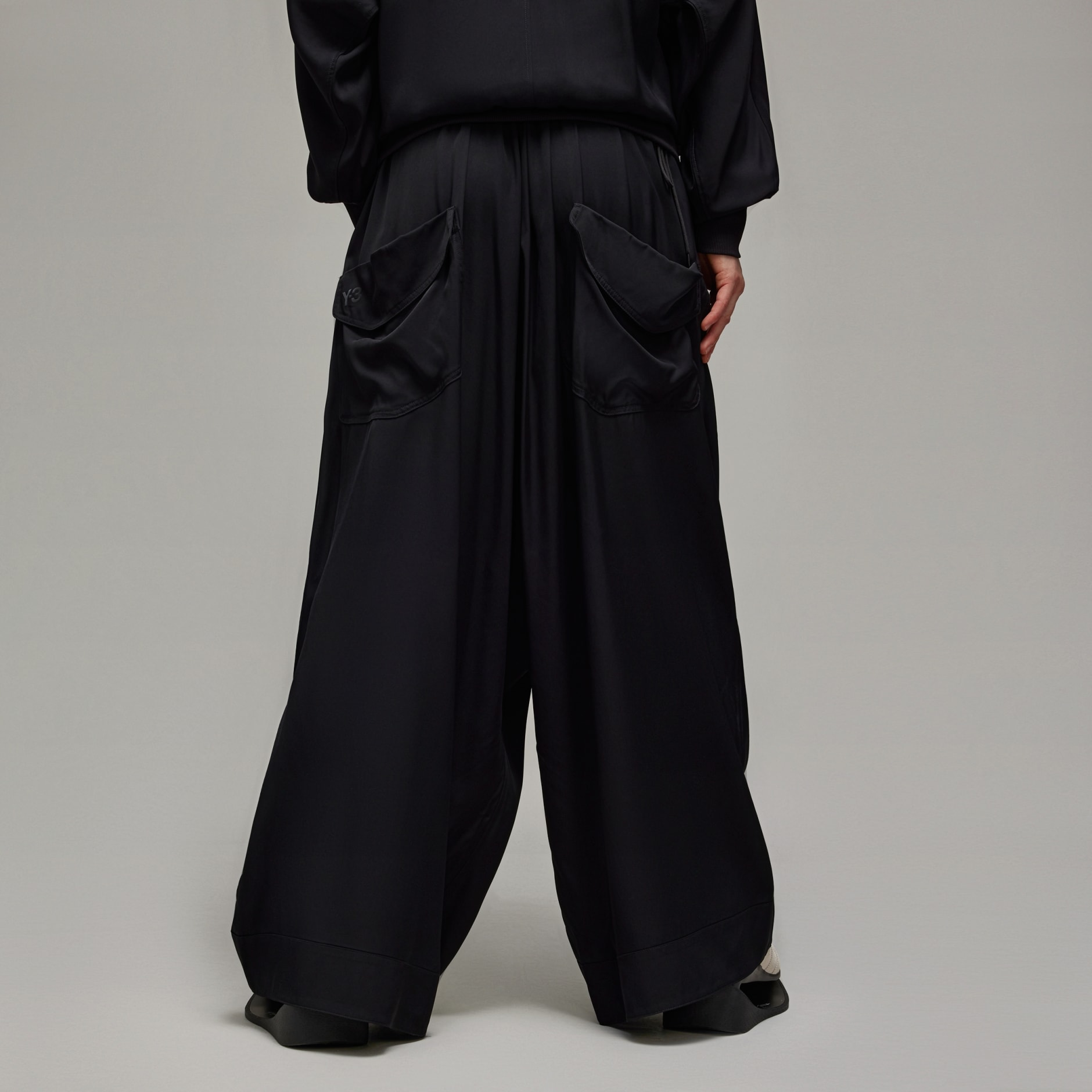 Y-3 19SS Wide Sarouel Pants Logo cotton COTTON TWILL WIDE SAROUEL