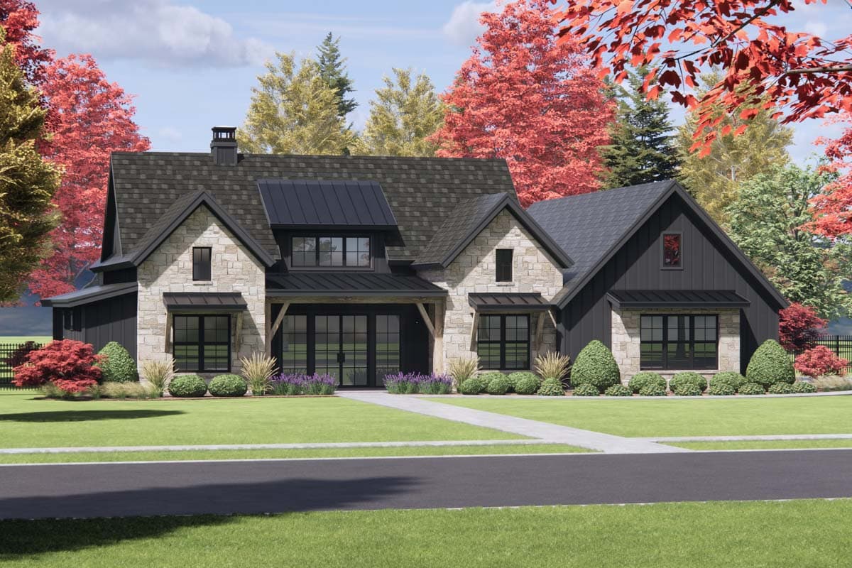 Plan 818104JSS: Modern Hill Country House Plan with 4 Bedrooms and