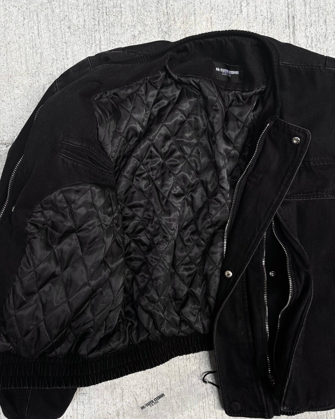 IMPLY — NO/FAITH STUDIOS - Heavy Denim Bomber Jacket (Black)