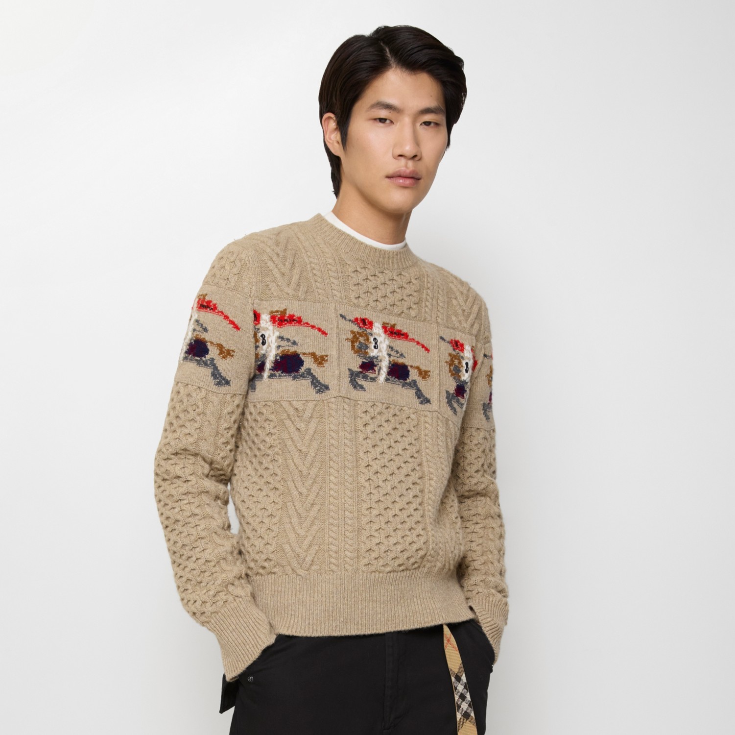 EKD アランニット ウールセーター (ライトブラウンメランジ) - メンズ