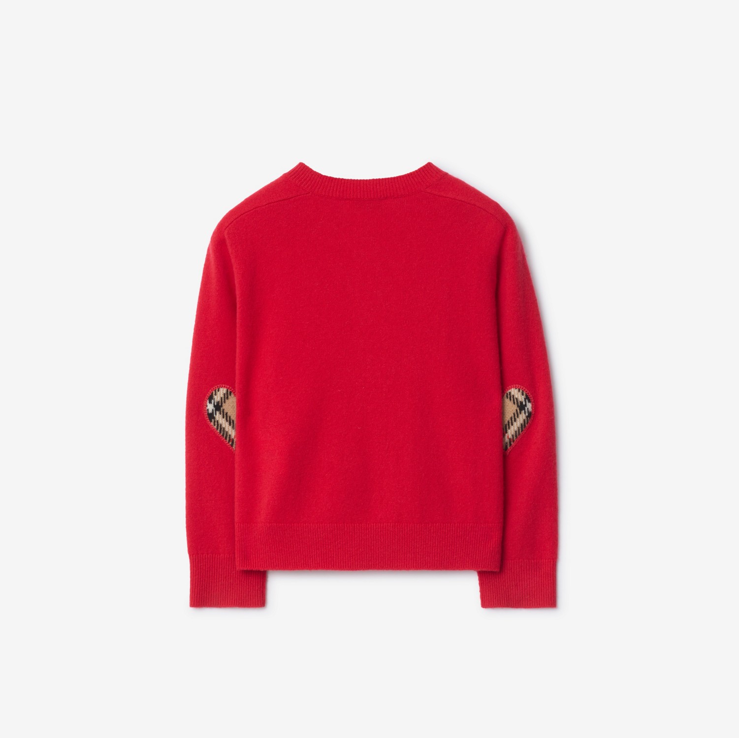 チェックパッチ ウールカシミア カーディガン (ピラーレッド