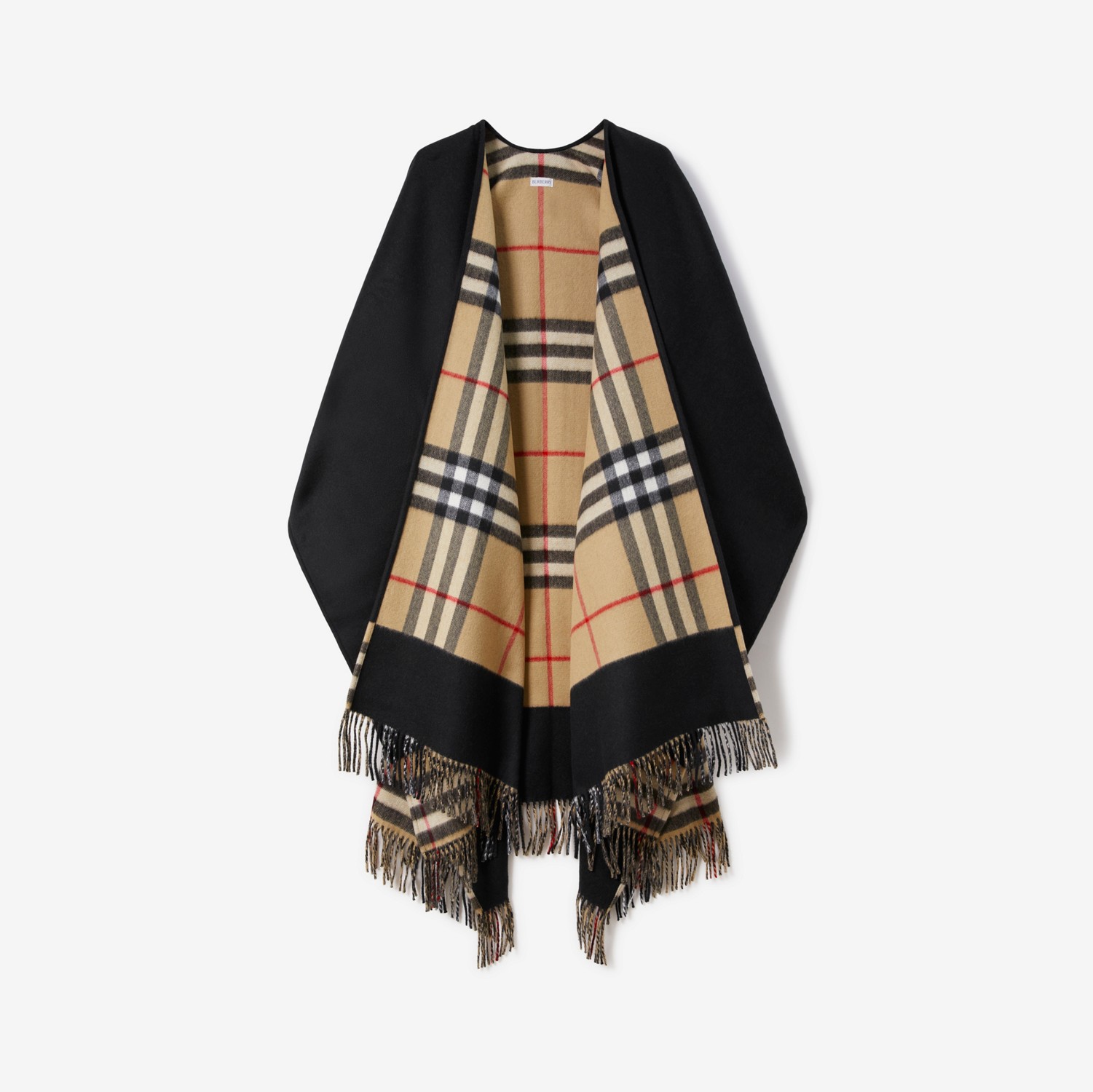希少☆BURBERRYロンドン ポンチョ ケープコート カシミヤ混 XL相当