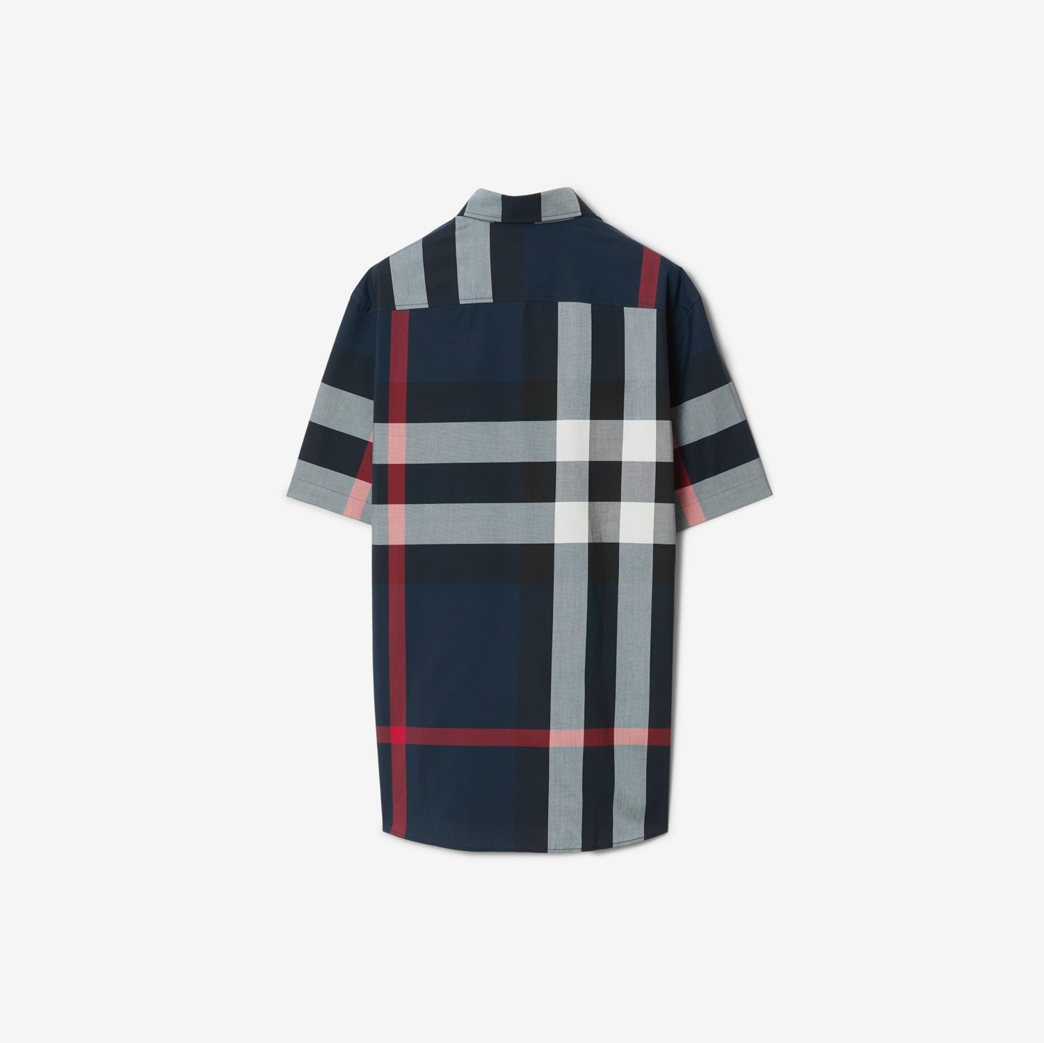 Slim Fit Check Cotton Shirt in Navy - Men | Burberry® Official