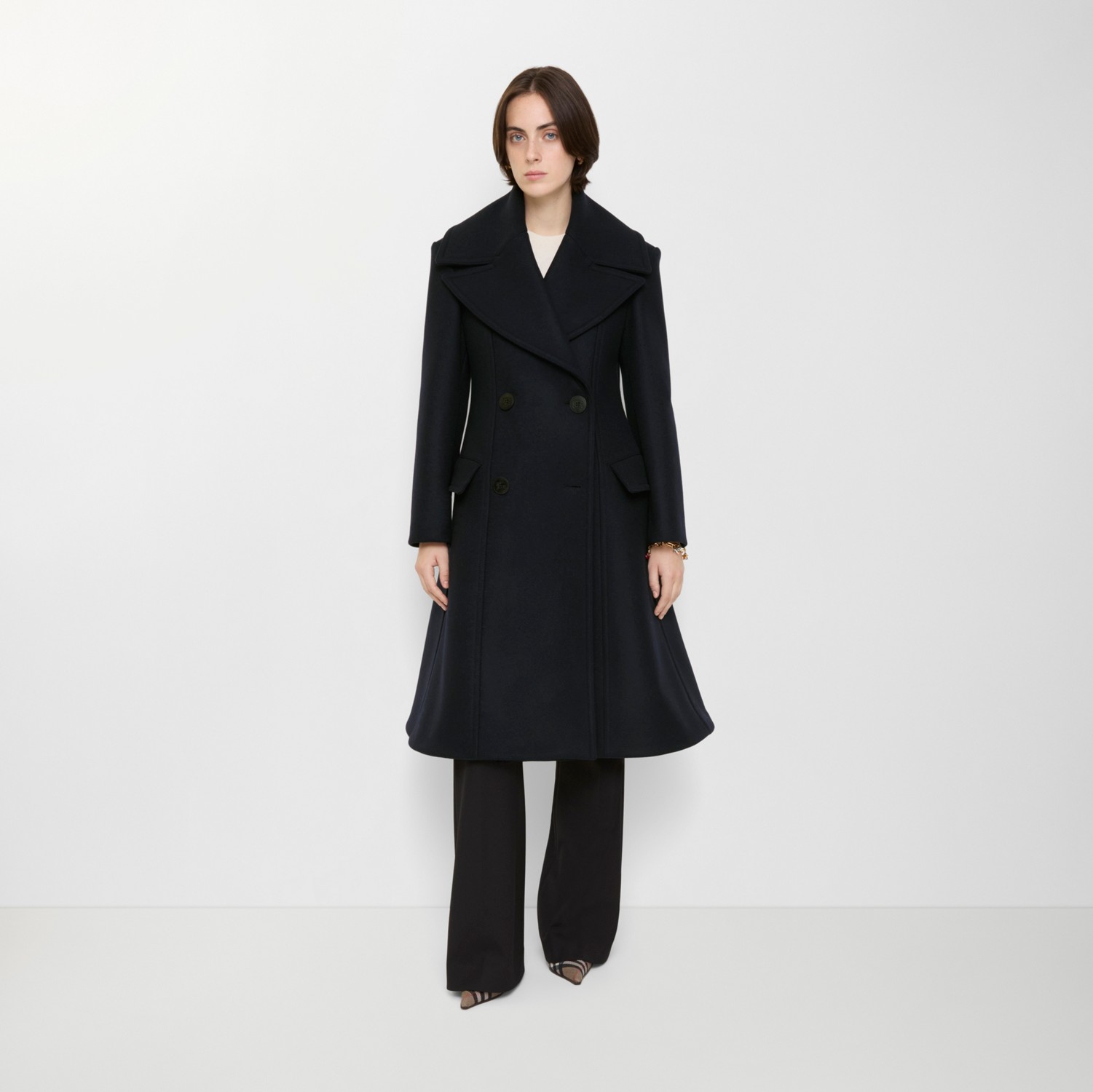 Wool Tailored Coat in Navy - Women | Burberry® Official