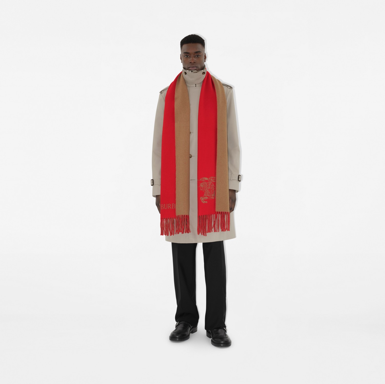 リバーシブル EKD カシミアスカーフ (ピラー／キャメル) | Burberry