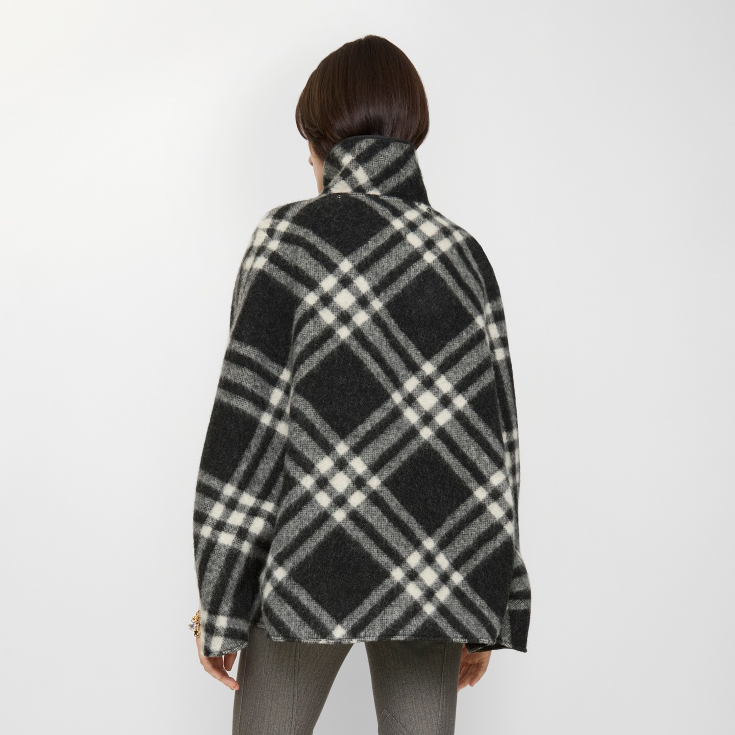 チェック ウールポンチョ (ブラック) | Burberry®公式サイト