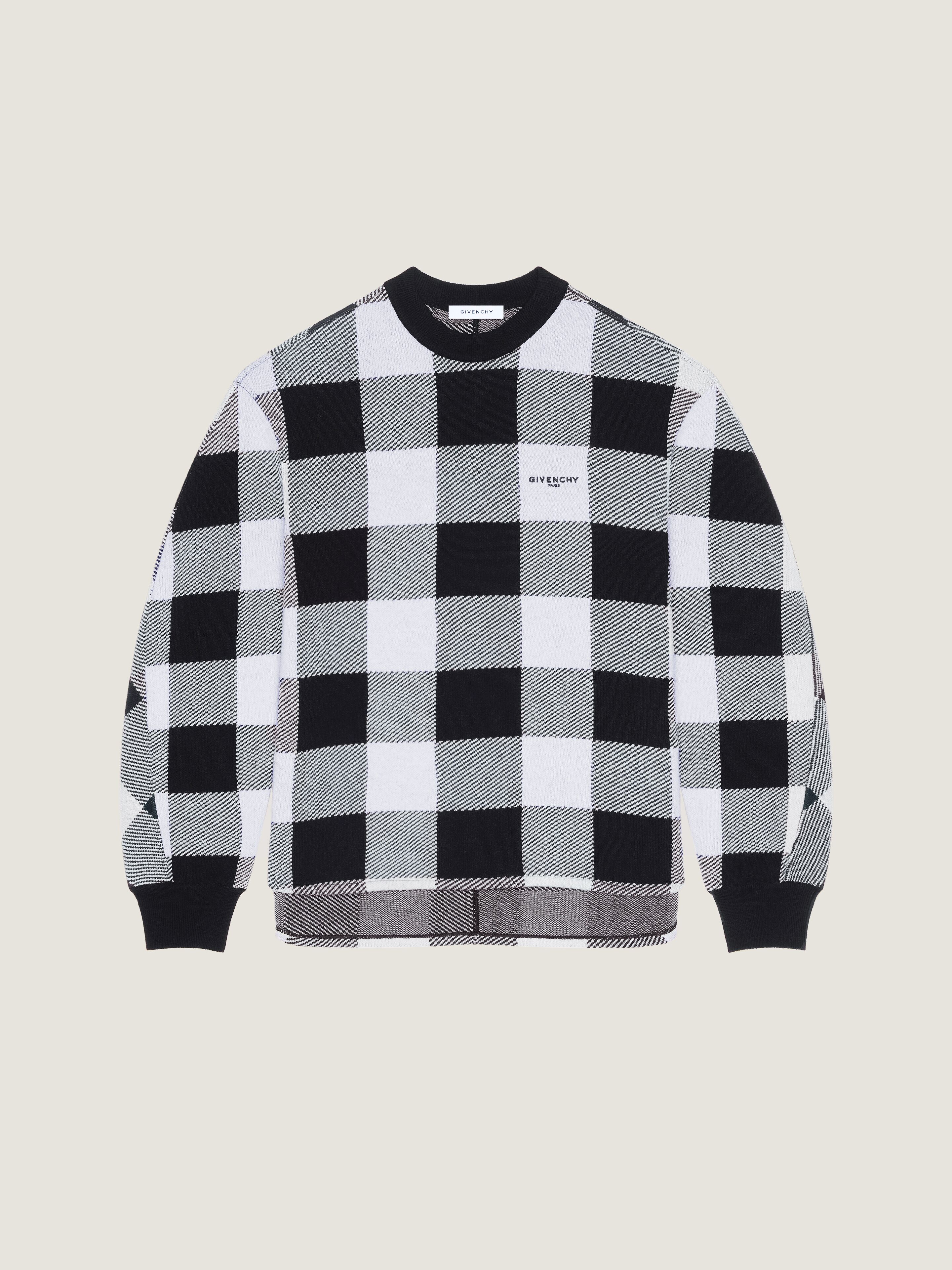 Checked sweater in wool embroidered GIVENCHY Paris in - black