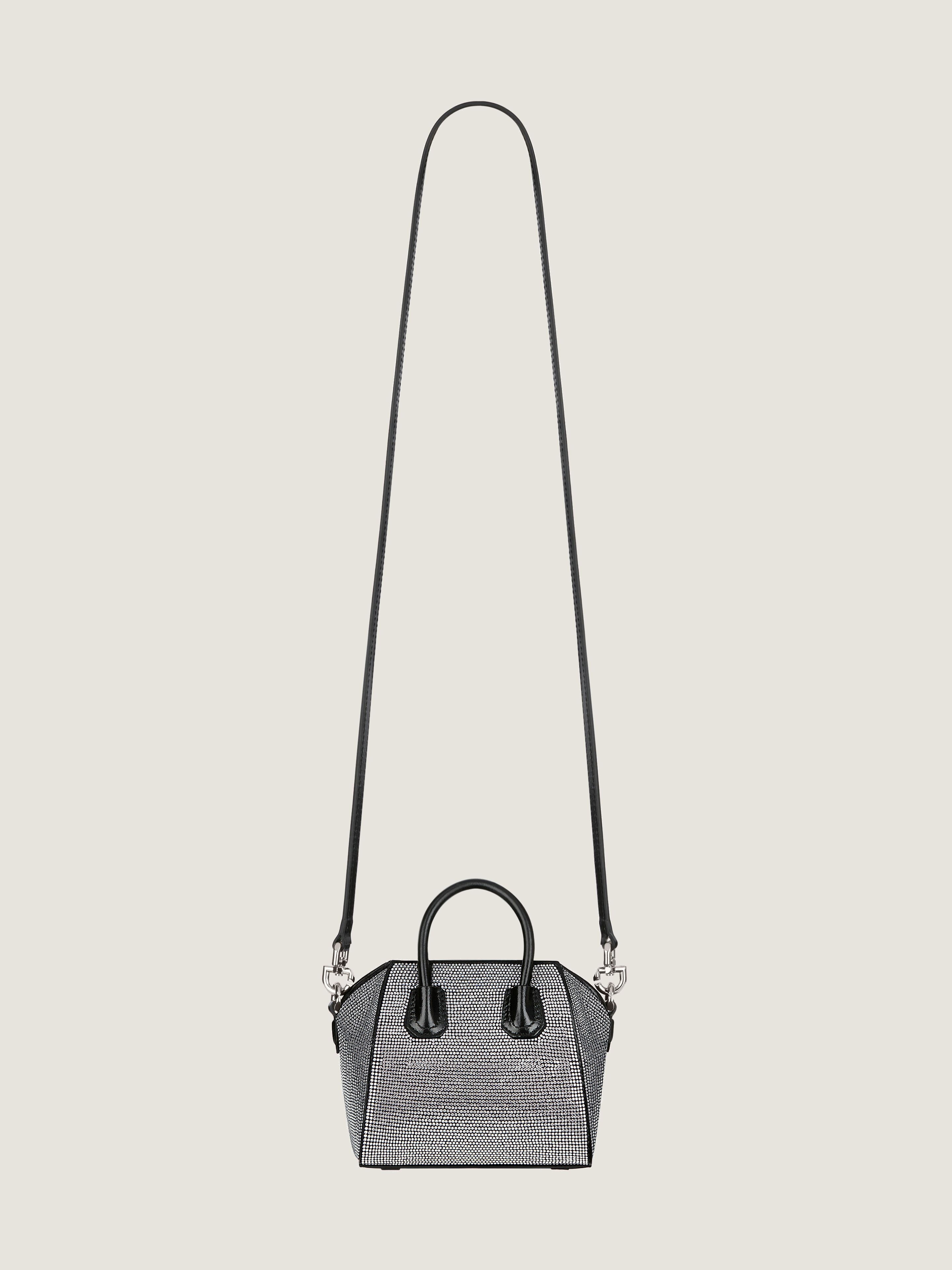 Micro Antigona bag in satin with strass - black in - black