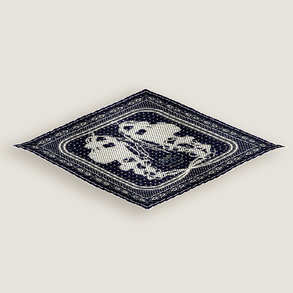 Brides de Gala pleated bandana 55 - Blue | Hermès USA