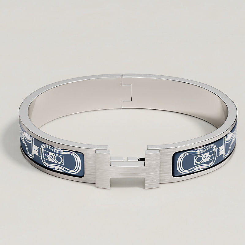 Clic HH Hermès Metallique bracelet - White | Hermès USA