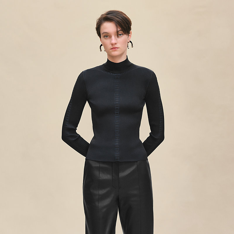 Cashmere long-sleeve sweater - Black | Hermès Canada