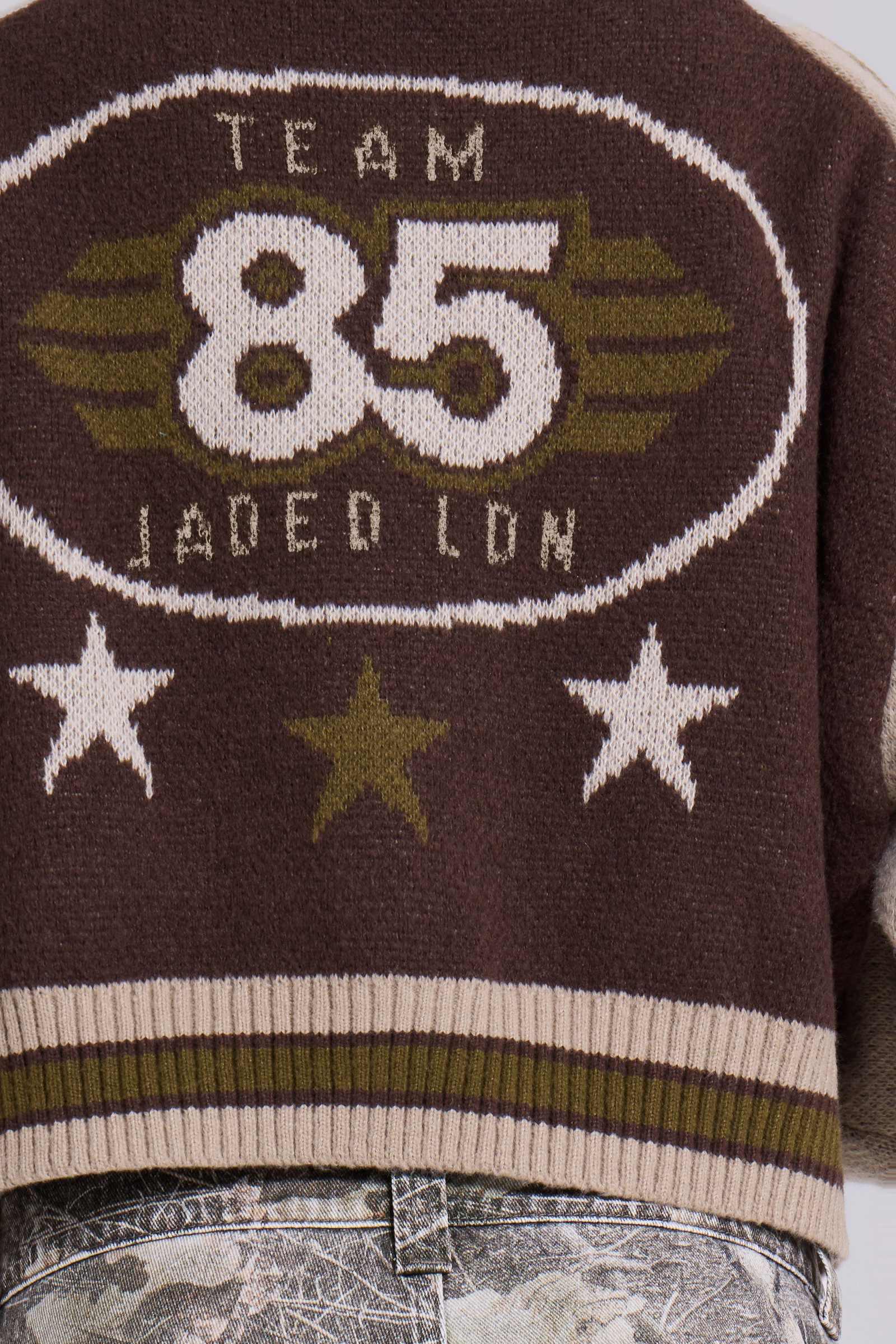 Brown Team 85 Knitted Bomber Jacket | Jaded London | Clothing
