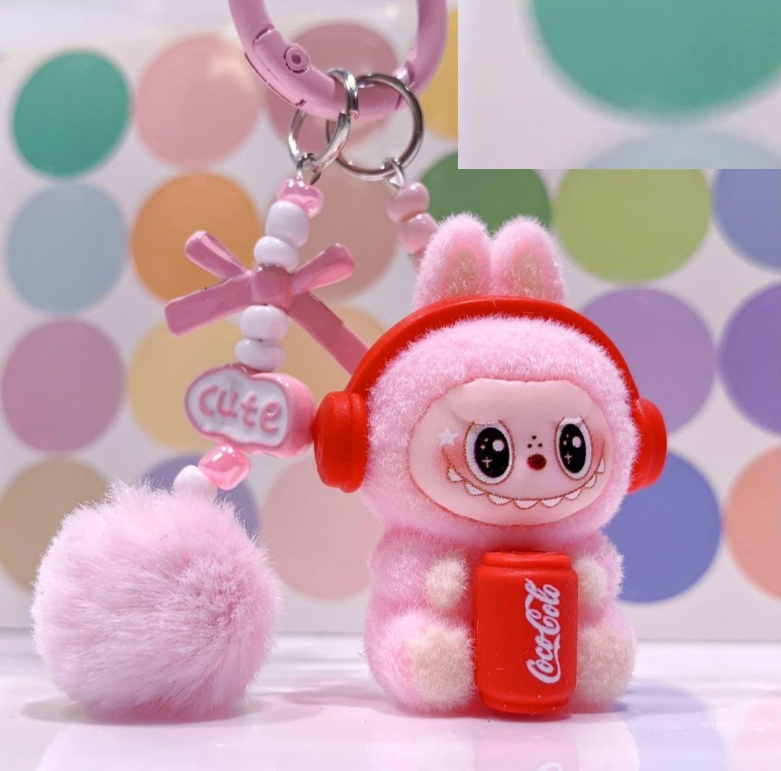 ラブブ ぬいぐるみキーホルダー ピンク2点セット コーラ LABUBU - メルカリ