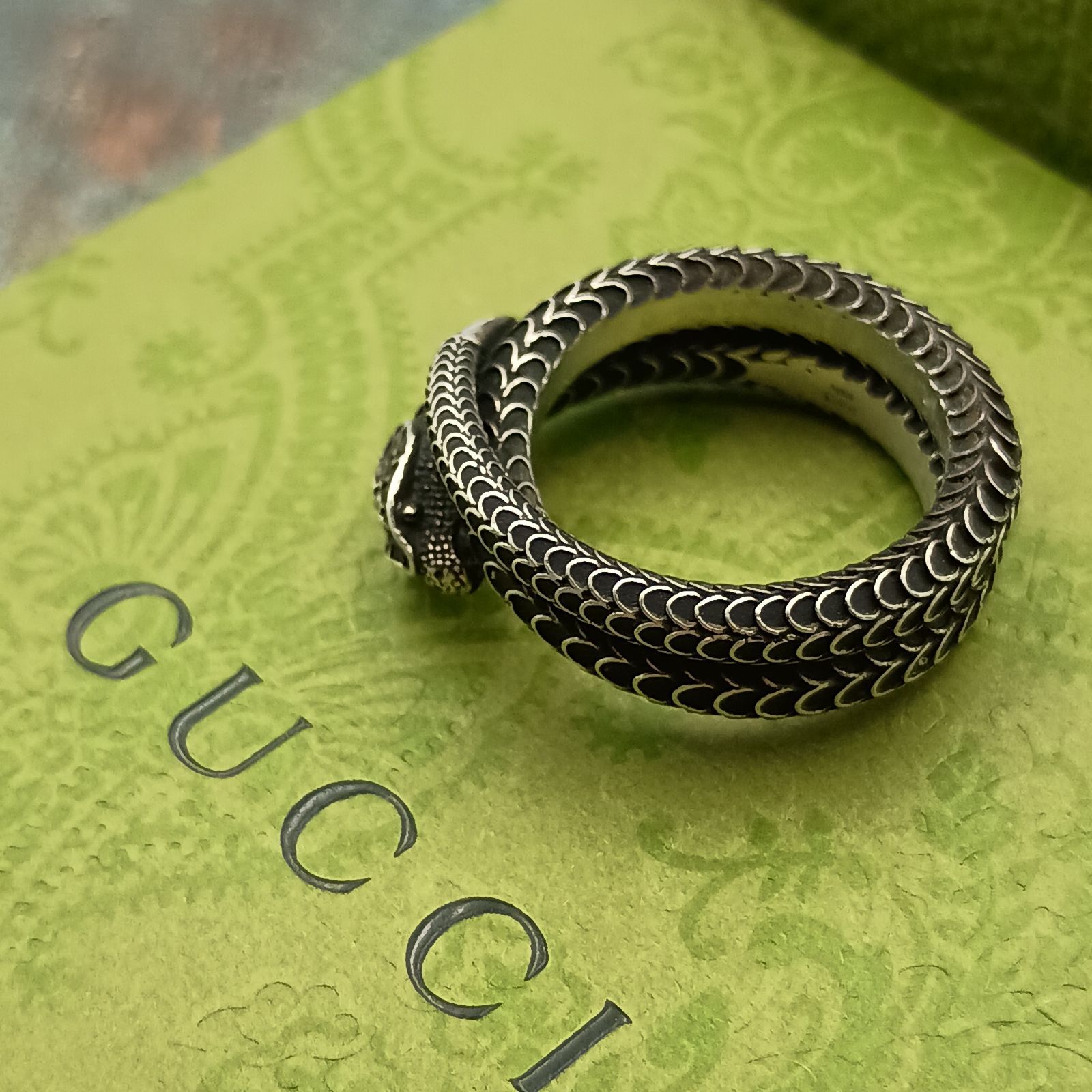 GUCCI グッチ ガーデン スネーク リング 18号 メンズ シルバー 925