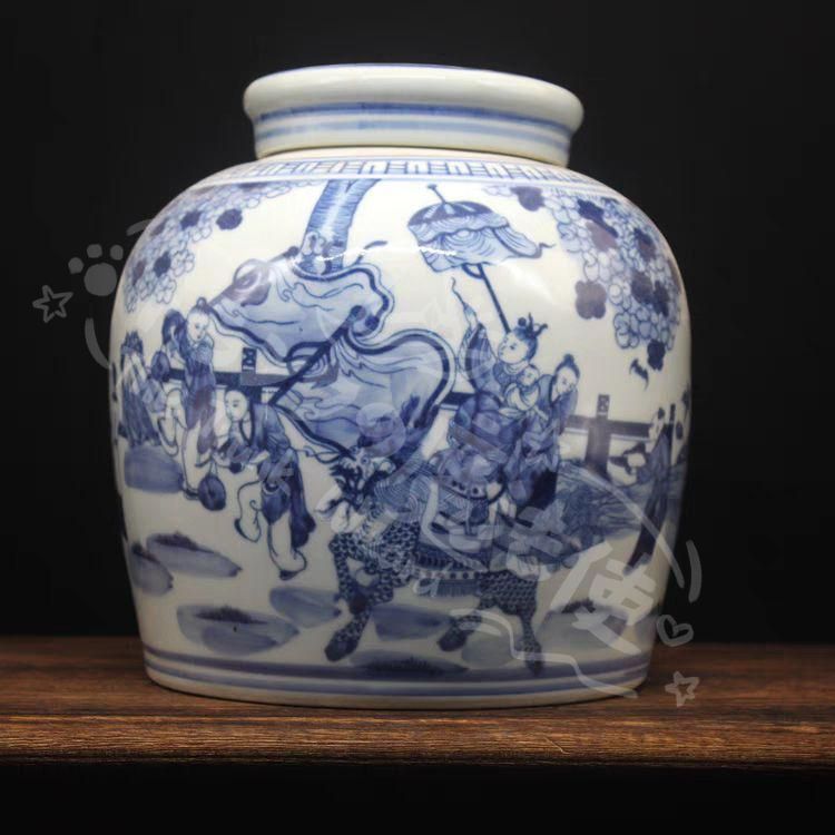青花着花麒麟紋将軍壺 景徳鎮 陶磁器 装飾品 現代工芸品 美術品 置物