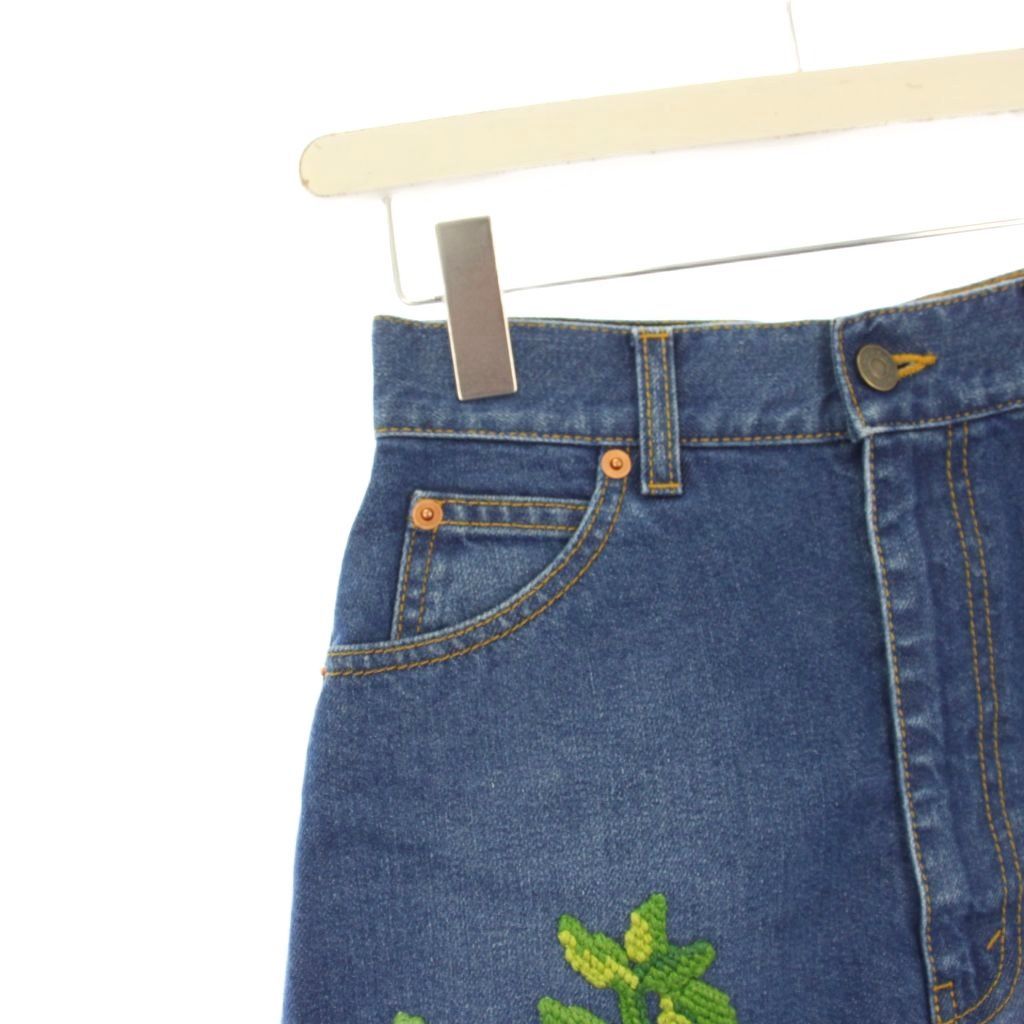 GUCCI 刺繍デニムスカート ライトブルー GUCCI 刺繍デニムスカート
