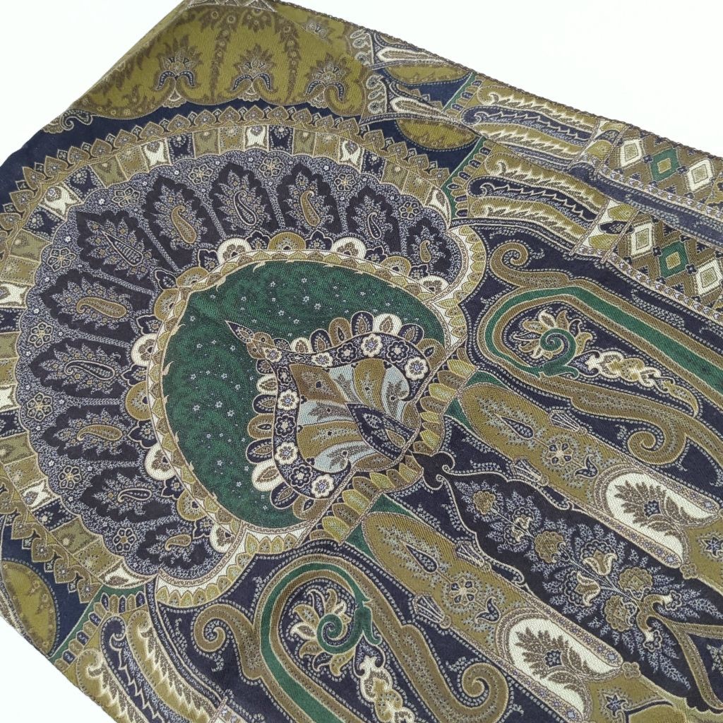 ETROエトロ ベロア シルク ロング ストール ペイズリー 黒 緑 ETRO